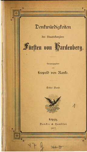 Denkwürdigkeiten des Staatskanzlers Fürsten von Hardenberg