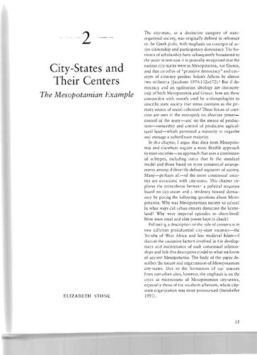 City States and their Centers: The Mesopotamian Example