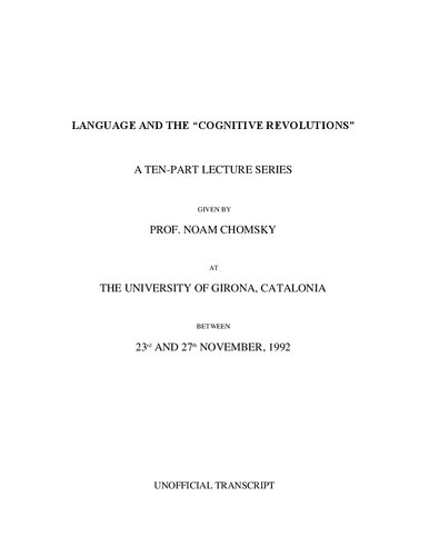 Language and the "Cognitive Revolutions" (1992 Girona Lectures)