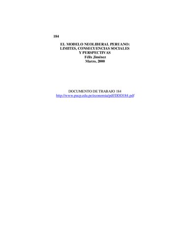 El modelo neoliberal peruano: límites, consecuencias sociales y perspectivas