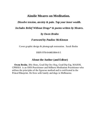 Relief Without Drugs: How You Can Overcome Tension, Anxiety and Pain by Ainslie Meares