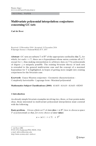 Multivariate polynomial interpolation: conjectures concerning GC-sets