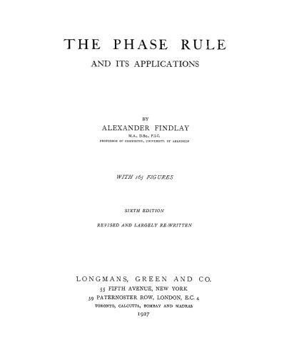 The Phase Rule and Its Applications 