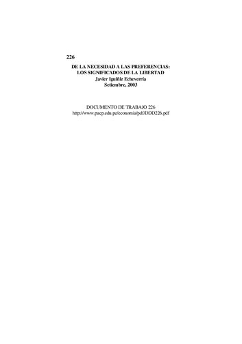 De la necesidad a las preferencias: los significados de la libertad