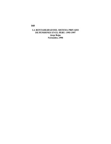 La rentabilidad del sistema privado de pensiones en el Perú: 1993-1997