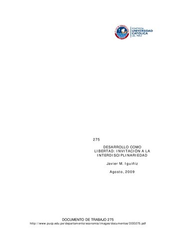 Desarrollo como libertad: invitación a la interdisciplinariedad