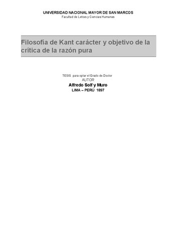 Filosofía de Kant: carácter y objetivo de la Crítica de la Razón Pura