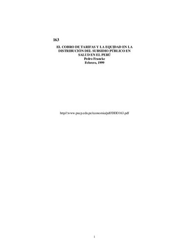 El cobro de tarifas y la equidad en la distribución del subsidio público en salud en el Perú