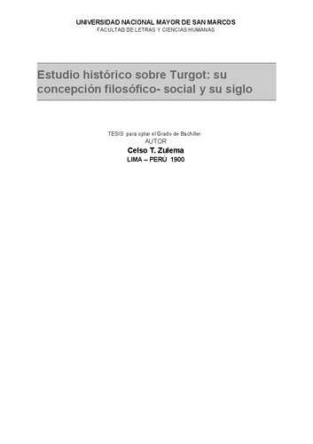 Estudio histórico sobre Turgot: su concepción filosófico-social y su siglo