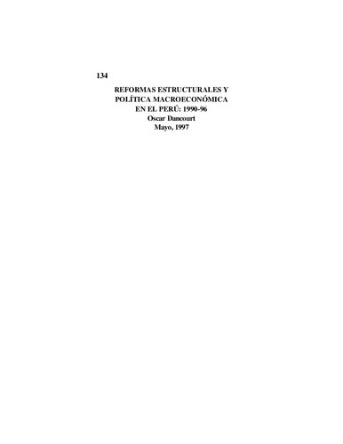 Reformas estructurales y política macroeconómica en el Perú: 1990-96