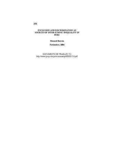 Exclusion and discrimination as sources of inter-ethnic inequality in Peru