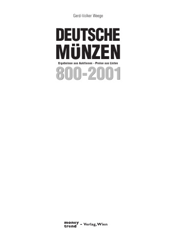 Deutsche Munzen 800-1871 / Money Trend