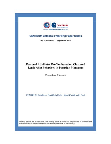 Personal Attributes Profiles based on Clustered Leadership Behaviors in Peruvian Managers