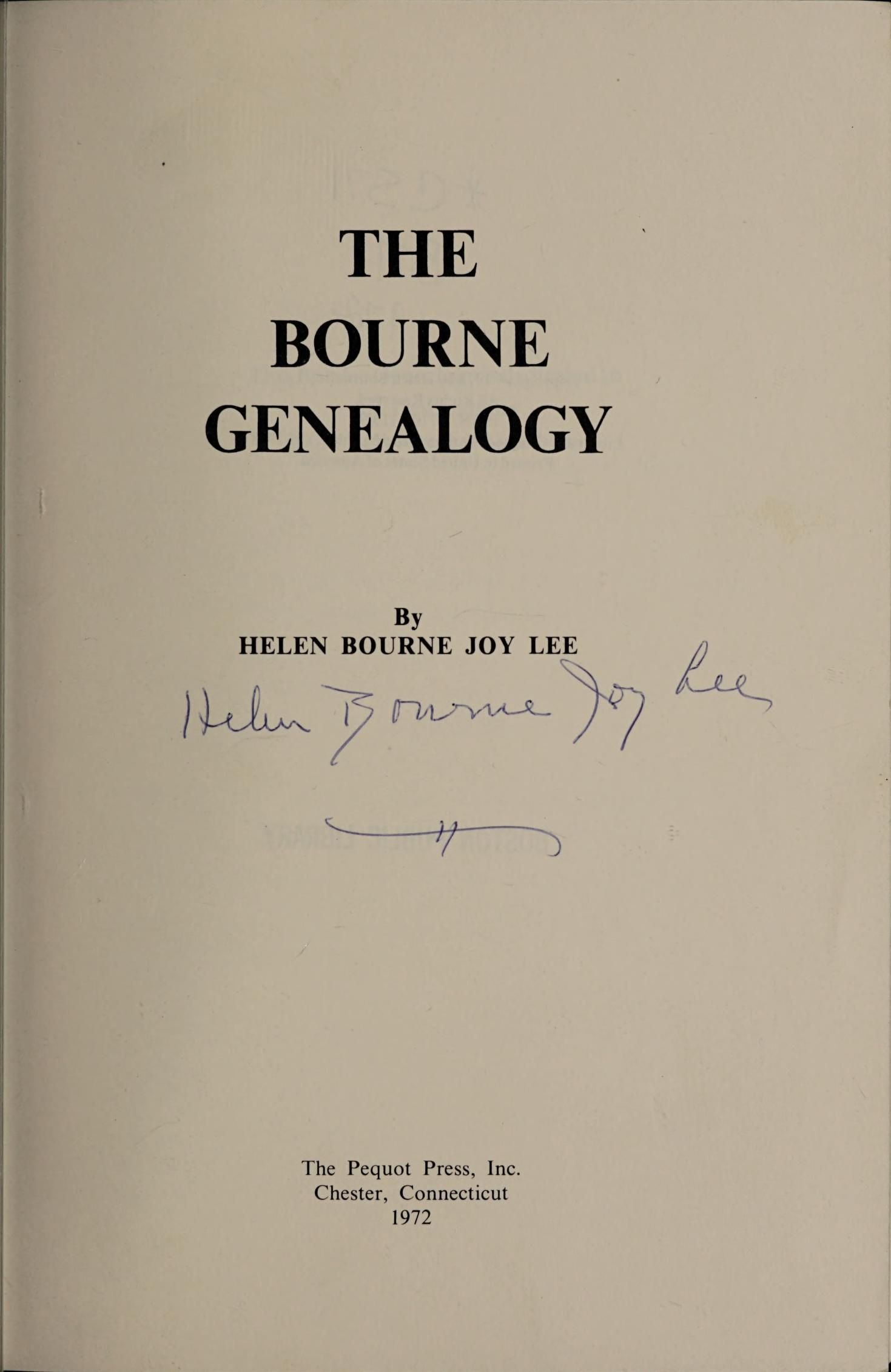 The Bourne Genealogy