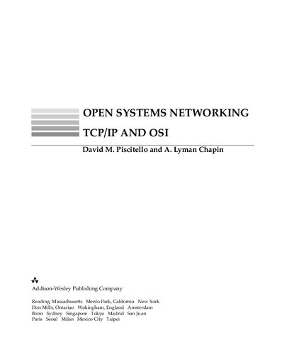 Open Systems Networking: Tcp/Ip and Osi