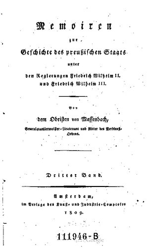 Memoiren zur Geschichte des Preußischen Staates unter den Regierungen Friedrich Wilhelm II. und Friedrich Wilhelm III.