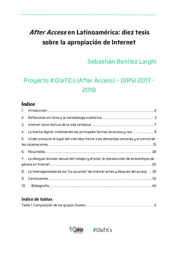 After Access en Latinoamérica: diez tesis sobre la apropiación de Internet