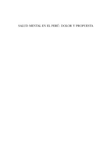 Salud mental en el Perú: dolor y propuesta. La experiencia de Huancavelica