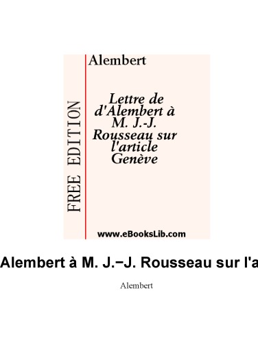 Lettre a rousseau