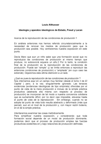 Ideologia y Aparatos Ideologicos de Estado: Freud y Lacan 