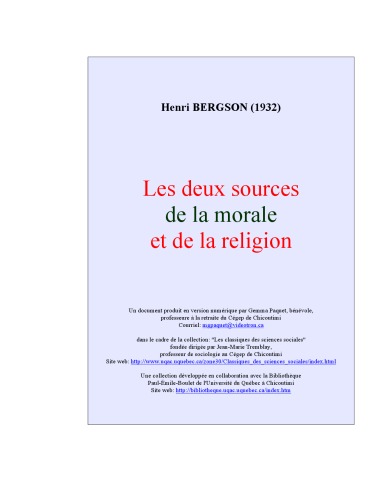 Les deux sources de la morale et de la Religion