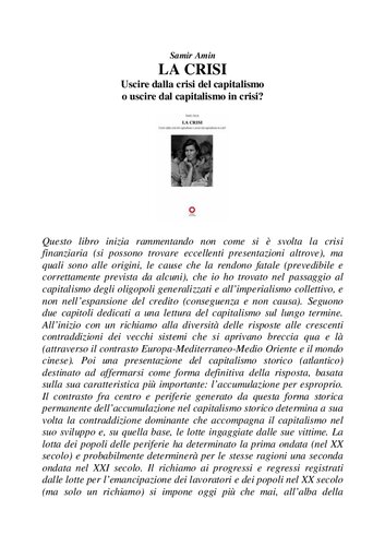 La crisi. Uscire dalla crisi del capitalismo o uscire dal capitalismo in crisi?