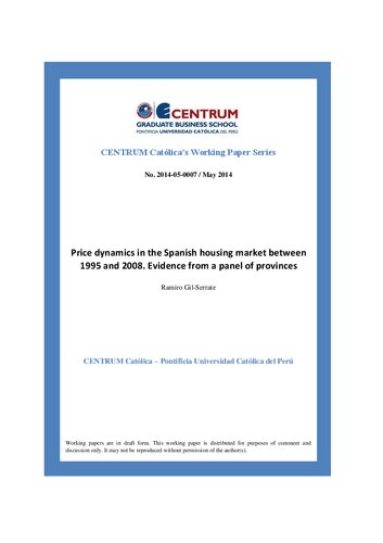 Price dynamics in the Spanish housing market between 1995 and 2008. Evidence from a panel of provinces