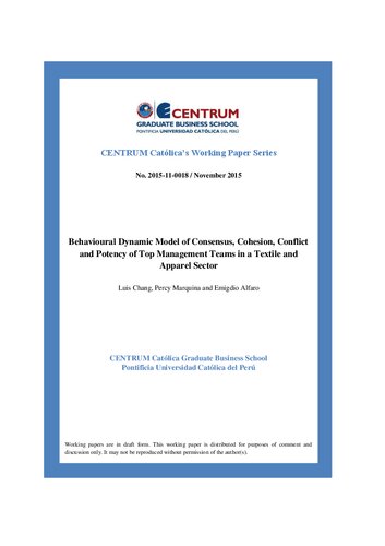 Behavioural Dynamic Model of Consensus, Cohesion, Conflict and Potency of Top Management Teams in a Textile and Apparel Sector