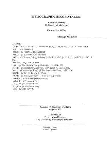 Combinatory analysis