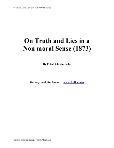 On Truth And Lies In A Non Moral Sense