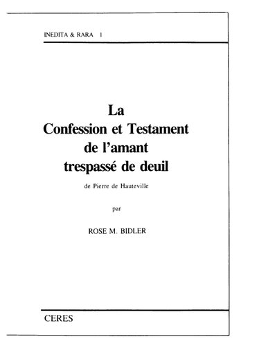 La Complainte de l’amant trespassé de dueil. L’Inventaire des biens demourez du decés de l’amant trespassé de dueil