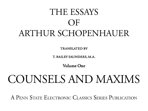 Essay 1 - Counsels And Maxims