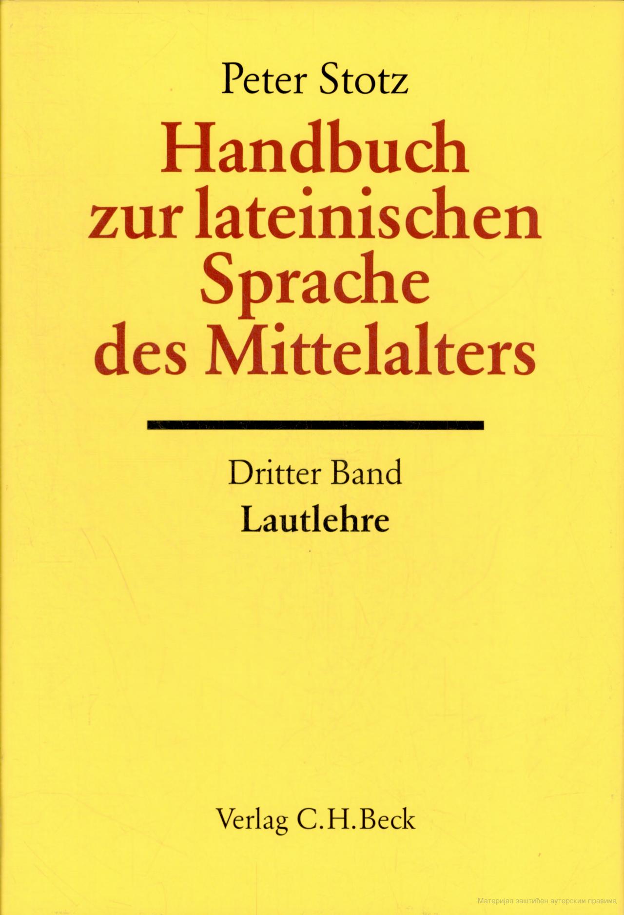 Handbuch zur lateinischen Sprache des Mittelalters - Lautlehre