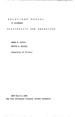 Solutions Manual for Electricity and Magnetism