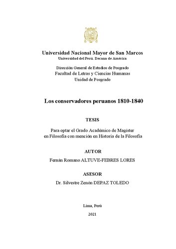 Los conservadores peruanos 1810-1840