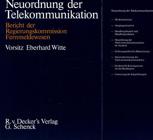 Neuordnung der Telekommunikation; Bericht der Regierungskommission Fernmeldewesen