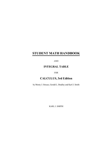 Student Mathematics Handbook and Integral Table for Calculus