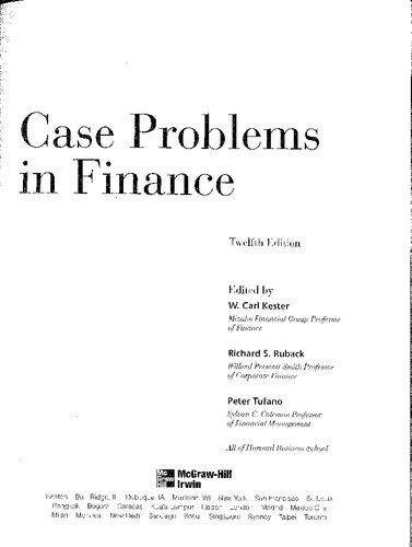 Case Problems in Finance