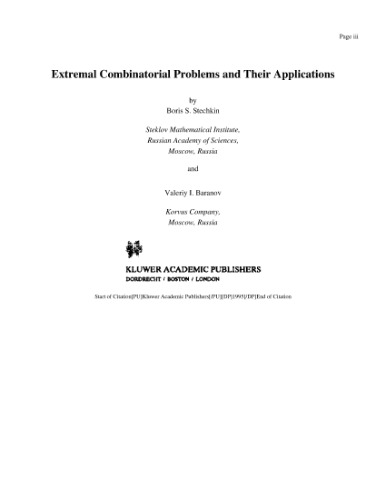 Extremal Combinatorial Problems and Their Applications