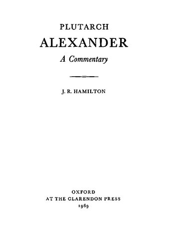 Plutarch: Alexander: A Commentary