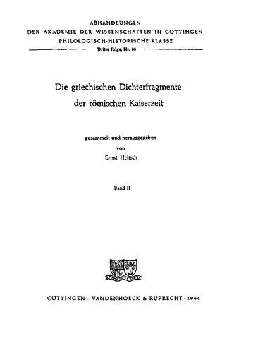 Die griechischen Dichterfragmente der römischen Kaiserzeit Bd. 2