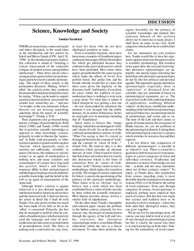 Science, Knowledge and Society