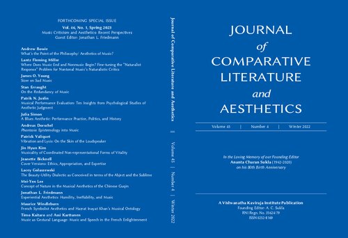 In the loving memory of Ananta Charan Sukla on his 80th Birth Anniversary 
Journal of Comparative Literature and Aesthetics