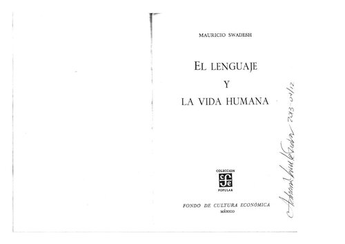 El lenguaje y la vida humana (Language and human life/ Morris Swadesh)