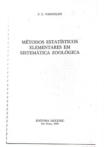 Métodos estatísticos elementares em sistemática Zoológica