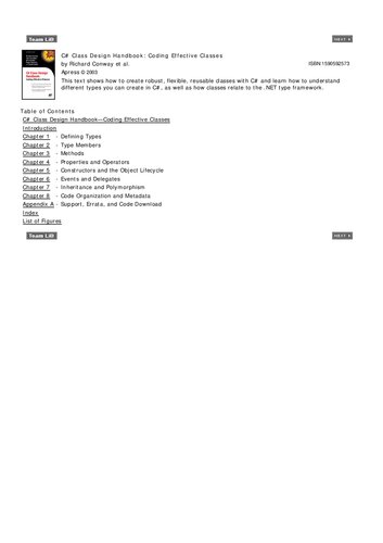 C# Class Design Handbook: Coding Effective Classes
