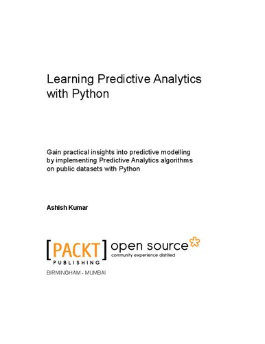 Learning Predictive Analytics with Python