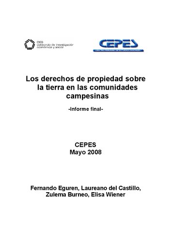 Los derechos de propiedad sobre la tierra en las comunidades campesinas (Perú). Informe final