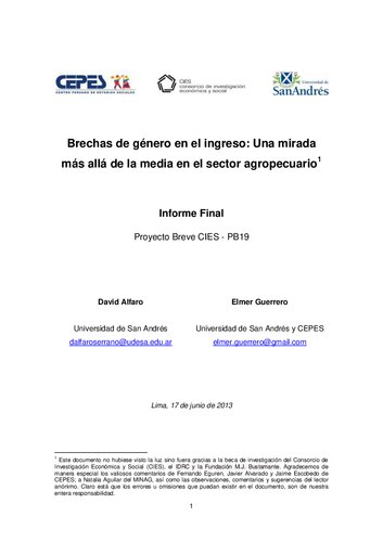 Brechas de género en el ingreso: Una mirada más allá de la media en el sector agropecuario