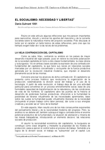 El socialismo: necesidad y libertad